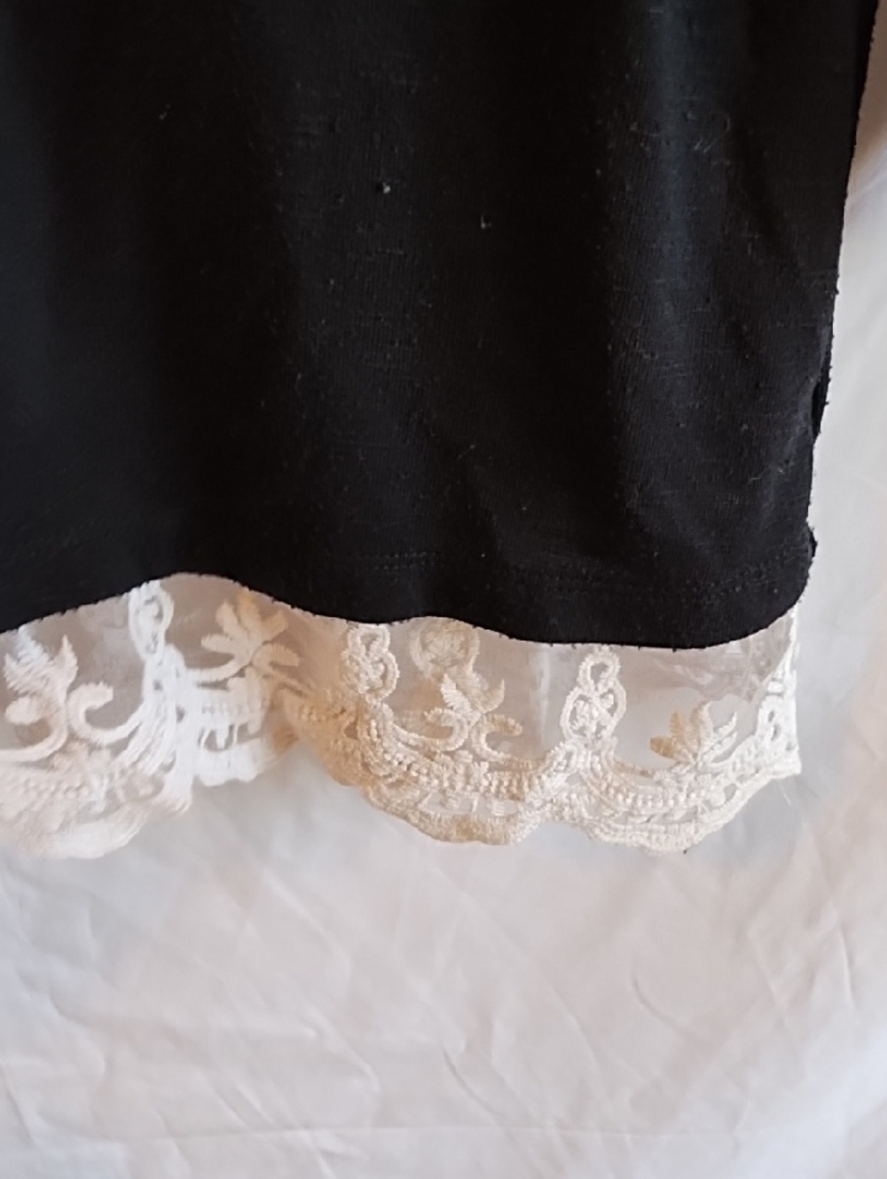 new directions Black Top with White Lace Trim - Picture 3 of 6